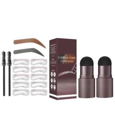 Eyebrow Stamp Eyebrow Stamp Stencil Kit Long Lasting Eye Brow Powder Eyebrow Stencils Brow Stencil Kit for Beginners 30 g (Pack of 1) C-Dark Grey & Medium Brown
