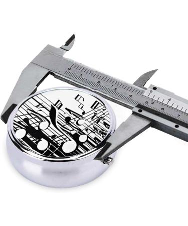 Round Music Notes Print Pill Box | 3 Compartment Decorative Travel Organizer | Portable Medication & Vitamin Holder - Buy Online on GoSupps.com