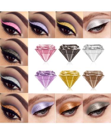 Reddhoon 6 Colors Diamond Liquid Glitter Eyeshadow Jelly Gel Shiny Eyeshadow Cream Waterproof Long Lasting Sparkling Glitter Liquid Eyeshadow Metallic Pigment - Buy Online on GoSupps.com