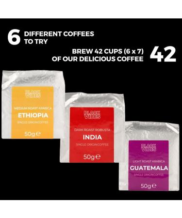 WORLD'S COFFEES | Gourmet Ground Coffee Pack 300g (6 x 50g) - 6 Best Single Origin Coffees | Gift Idea for Her and Him - Buy Online on GoSupps.com