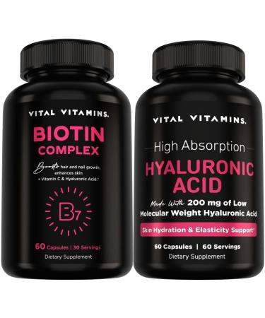 Vital Vitamins Biotin Complex 60 ct + Hyaluronic Acid Capsules 60 ct