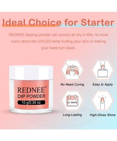 REDNEE 39 Pcs Dip Powder Nail Kit Starter | 30 Colors Dipping System Macaroon Rainbow Collection | Solid Sparkle Glitter Shades + 5 Tools | RE16 - Buy Online on GoSupps.com