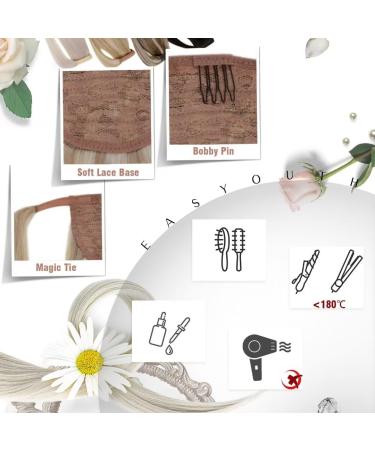 Easyouth Blonde Ponytail Extensions Real Hair 18 Inch Highlight Clip in Human Hair - 80g Wrap Around Ponytail 4-Pony #18P613 - 45 cm/18 - Buy Online on GoSupps.com