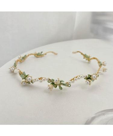 Lily Flower Pearl Wedding Headband - Bridal Headpiece with Rhinestone and Crystal Accents - Buy Online on GoSupps.com