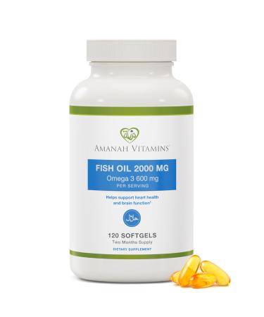 Halal Omega-3 Fish Oil 2000mg 120 Softgels Halal Certified (ISNA Approved) Non-GMO Gluten-Free High EPA & DHA Omega 3 Supplement 120 Count (Pack of 1)