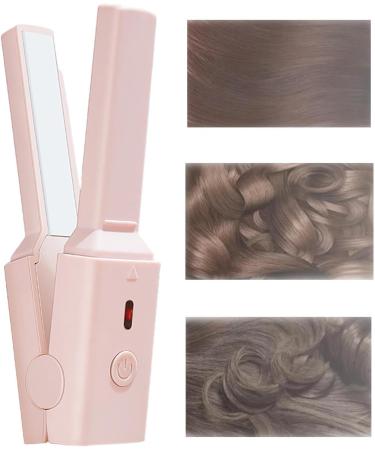 Small Curling Iron - Electric Hair Straightener Curler Safe Professional Curling Wand for Women of Straight and Curly Hair Wynott Pink - Buy Online on GoSupps.com