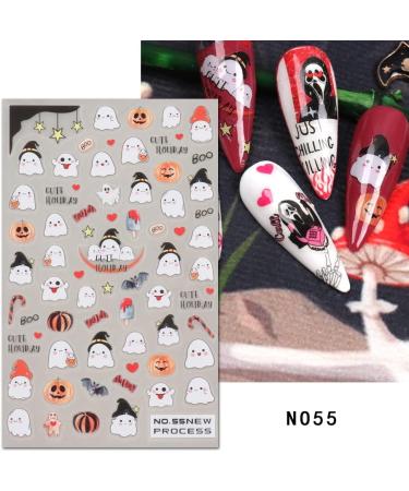 Halloween Nail Stickers 6 Sheets Self-Adhesive Nail Decal Ghost Skull Witch Spider Nail Art Decoration Design Supplies - Buy Online on GoSupps.com
