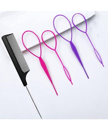 1000Pcs Clear Elastic Hair Bands with 4 Topsy Tail Tools - French Braid & Ponytail Styling Set for Girls, Women - Includes Rat Tail Comb - Buy Online on GoSupps.com