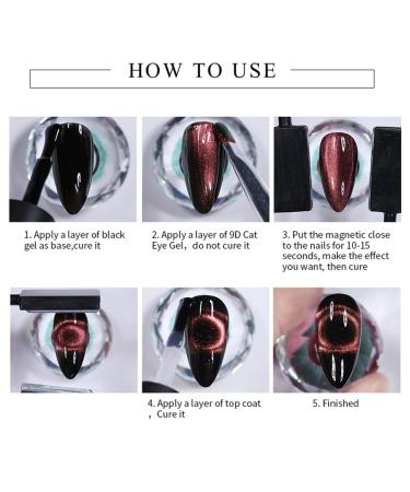COSMOO 9D Cat Eye Gel Nail Polish Set - 9PCS | Magnetic Polish with Magic Effect | Includes Black Base & Magnet Stick - Buy Online on GoSupps.com