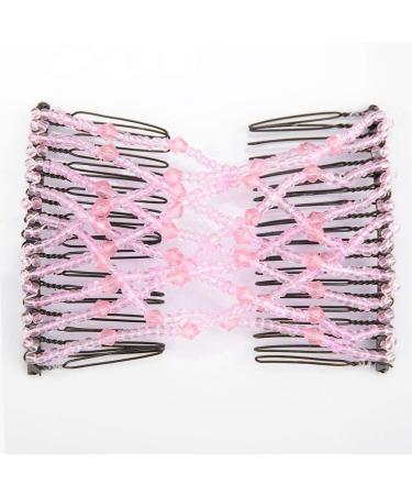 MOUMOUTEN Magic Hair Comb - Stretchable Beading Hair Slide Elastic Hair Comb Beading Hair Accessory for Weddings and Daily Use (Pink) - Buy Online on GoSupps.com