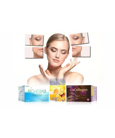 EDMARK Beauty Pack - 2 Bio-Elixir 1 Box Bubble C and 1 Box Cocollagen Plus 1 Free Box of Bio-Elixir - Ageless Vitality Pack for Skin - Buy Online on GoSupps.com