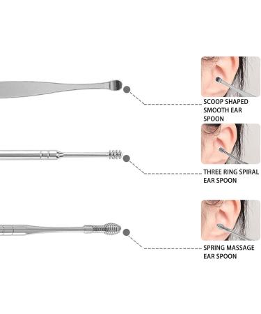 Stainless Steel Ear Wax Removal Kit - 6 Pcs Portable Cleaning Tools for Kids and Adults - Ear Pick and Earwax Cleaner Set - Silver - Buy Online on GoSupps.com