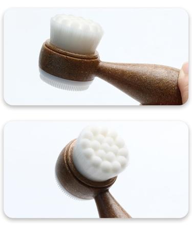 Fovolat Double Sided Face Brush | Manual Face Brush Soft Bristle Face Scrubber Facial Cleansing Brush Face Exfoliation Pore Brush for Skincare - Buy Online on GoSupps.com