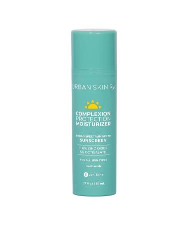 Urban Skin Rx Complexion Protection Moisturizer SPF 30 | Sheer Lightweight Cream Tones Hydrates and Provides Broad-Spectrum Sun Protection Formulated with Squalane and Vitamin E | 1.7 Oz