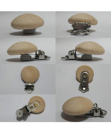 Alenybeby 10-Piece Natural Beech Wood Pacifier Clips - 30mm Strap Holder for DIY Pearl Chain Accessories - Buy Online on GoSupps.com