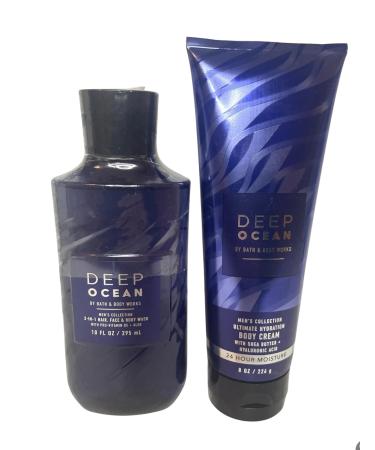 Bath & Body Works Men's Deep Ocean Ultimate Hydration Body Cream and Body Gel Wash 2 Piece Set