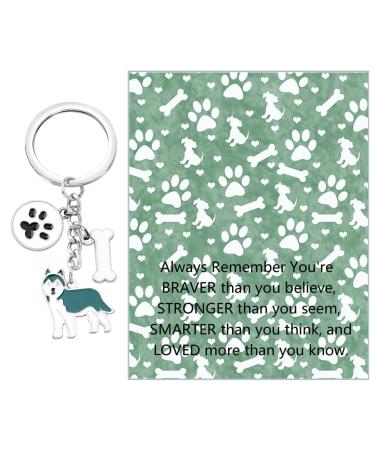 Ensianth Dog Keychain Gifts for Dog Lovers Puppy Keychain Dog Paw Print Keychain Gifts for Dog Owners Mom Dad Puppy Dog Keyring Blauer Husky