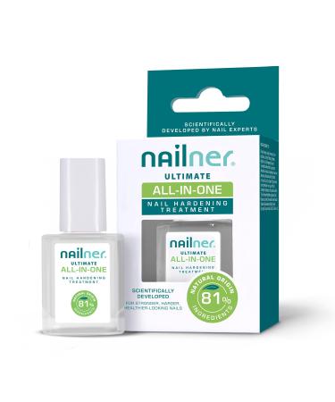 Nailner Ultimate All-in-One Nail Hardening Treatment Nail Polish Strengthener Clear Nail Varnish Nail Strengthener for Damaged Nails For Stronger Harder Healthier-Looking Nails 10ml