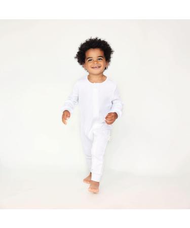Zip Up Baby Sleepsuits | Ribbed Cotton | Footed/Footless | Unisex Newborn Clothes | 6-12 Months | White - Buy Online on GoSupps.com