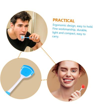Frcolor 2-Count Tongue Cleaning Brush Tool for Adults - Effective Tongue Scraper & Oral Care - Nanoplastic Design Blue & Orange - 19.5x3x0.6cm - Ideal for At-Home Use - Buy Online on GoSupps.com