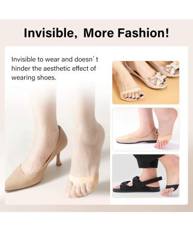 6 Pairs Forefoot Cushions - Women's Invisible Cotton Toe Socks for Pain Relief | Soft Midfoot Pad in Black & Skin Color - Buy Online on GoSupps.com