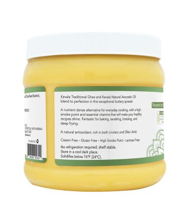 Kevala Avocado Ghee 32 Oz - High-Heat Blend of Avocado Oil and Premium Ghee - Keto, Paleo, Casein Free - 2 lb Bottle - Buy Online on GoSupps.com
