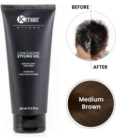 Kmax Thickening Styling Gel redensifying gel with keratin fibers for thinning hair (Medium brown) - Buy Online on GoSupps.com