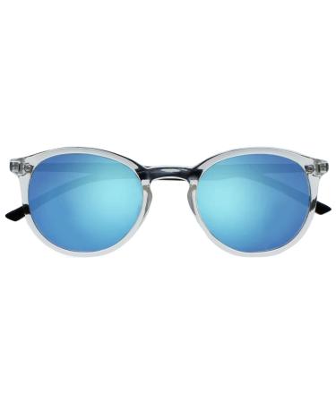 OPULIZE Met Large Comfortable Clear Black Arms Blue Mirrored Lens Mens Womens Sun Readers Reading Glasses UV400 S60-C +3.00 +3 00 Dioptrien Clear Front With Black Arms