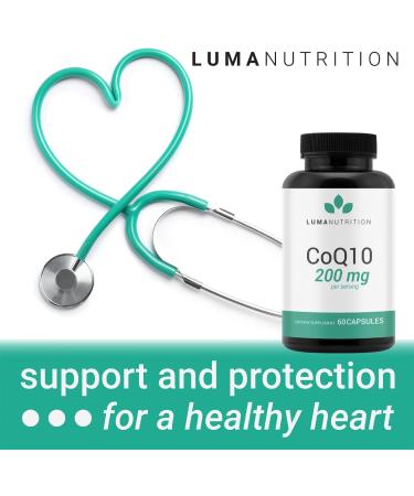 Premium CoQ10 200mg Liquid Capsules for Heart Health - 60 Softgels - Buy Online on GoSupps.com