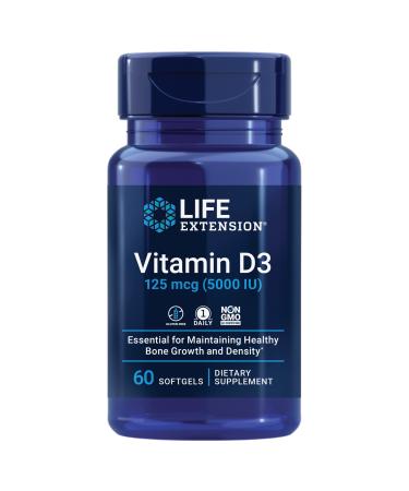 Life Extension Vitamin D3 125 mcg (5000 IU) 60 Softgels - Buy Online on GoSupps.com