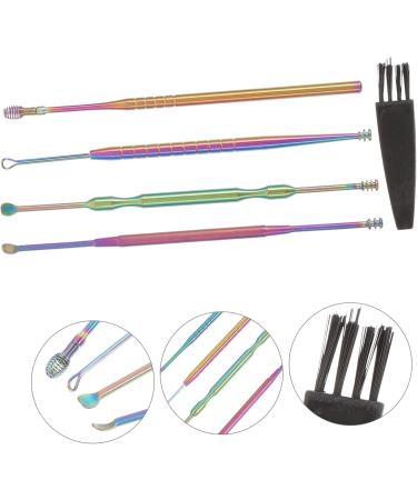ULTECHNOVO Ear Cleaning Tool Set - Stainless Steel & Plastic Kit with 4 Sets of Ear Spoons & Cleaning Brushes | 5 Pieces | 14.5x3CM - Buy Online on GoSupps.com