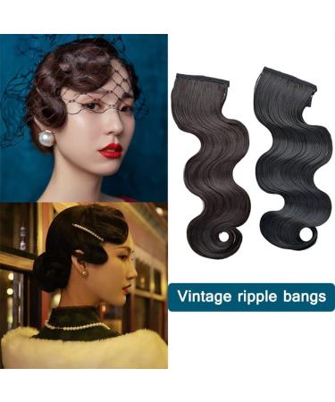 Bangs Hair Clip Finger Wave Bangs Clip In Bangs 10" Vintage Ripple Bangs Synthetic Hairpieces Black Retro Hand-pushed Bangs for Photography Cosplay Costume Party Bangs Clip in Hair (Color : A) - Buy Online on GoSupps.com