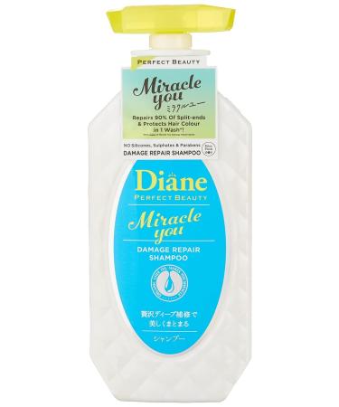 MOIST DIANE Miracle You Hair Shampoo with Pump Hair Shampoo for Damaged Dry and Color Treated Hair Japanese Hydrating & Moisturizing Natural Organic Shampoo 15.2 fl oz/450 mL