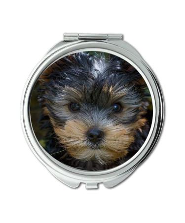 YENDOSTEEN Mirror makeup mirror Dog Puppy Yorkshire Terrier Yorkshire Terrier Puppy pocket mirror portable mirror