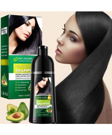 Shampooing de coloration 3 en 1 - Coloration instantan e 400 ml convient aux cheveux et la barbe couvre compl tement les cheveux gris convient aux hommes et aux femmes formule naturelle (Natural Noir naturel