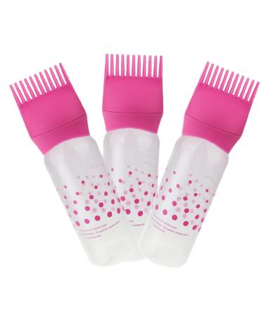 CLISPEED 3 pi ces Bouteilles Applicatrices Peigne Racine avec chelle pour Coloration et Soin Cheveux Secs Ab m s Flacons pour Teinture et Huile Coiffante Rose