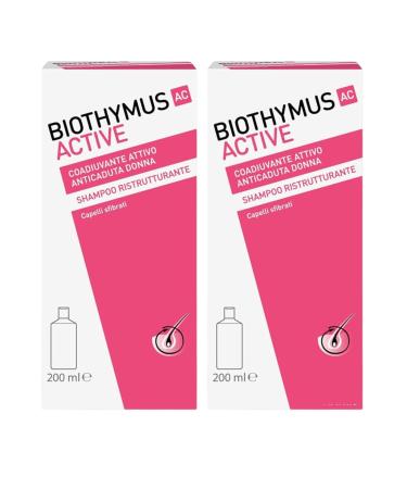 Biothymus Biothymus Active Women's Restructuring Anti-Hair Loss Shampoo for Damaged Hair 2 Packs of 200 ml