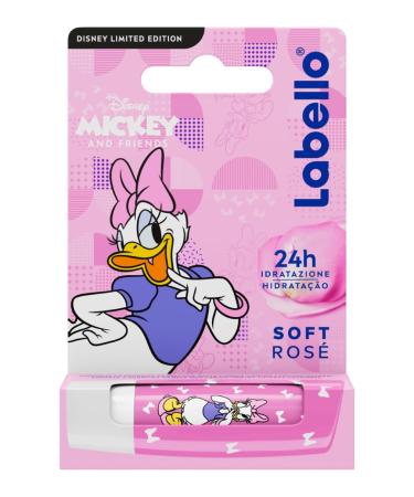 Labello Labello Soft Ros Disney Limited Edition 4.8 g Colored lip balm with a fun Daisy Duck design Burrocacao children's 3+ moisturizing for up to 24 hours Burrocacao lips without mineral oils
