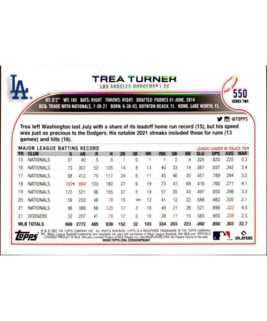 2022 Topps #550 Trea Turner NM-MT Dodgers - Buy Now for Your Collection! - Buy Online on GoSupps.com