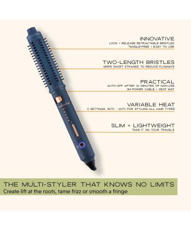 mdlondon Wave Heated Barrel Brush (Casal Blue) - 5 Heat Settings for Short or Long Hair, Retractable Bristles - Hot Hair Styling Tool - Buy Online on GoSupps.com