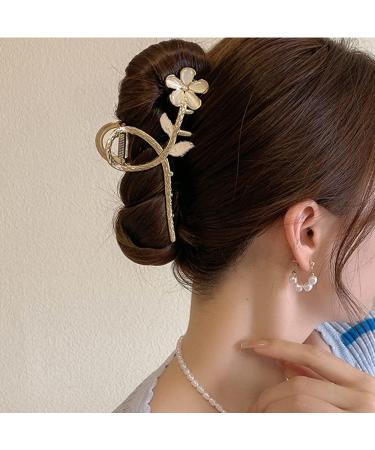 Large Metal Gold Cat Eye Stone Flower Hair Clip - Non Slip Hair Barrette for Women - Strong Hold Hair Accessory for Daily Wear - Buy Online on GoSupps.com