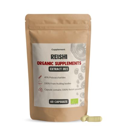 Cupplement - Reishi Extract Capsules 60 pieces - Extract 20:1 - Organic - 400 MG per capsule - Powder Free - Supplement - Superfood - Mushroom - Mushroom