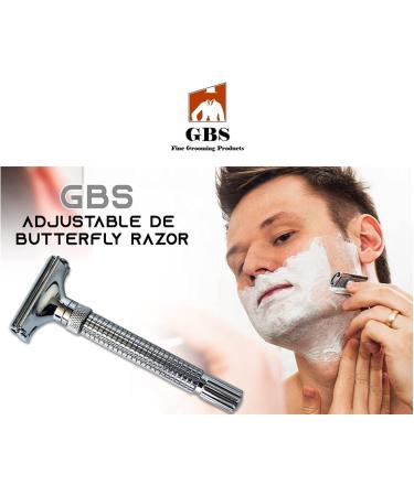 G.B.S Men's Classic Chrome Adjustable Safety Razor - Smooth Shave & 20 Premium Blades | Buy Internationally - Buy Online on GoSupps.com