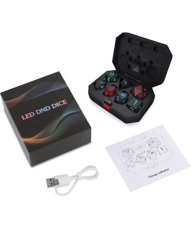 Color Changing Glowing Dice Set 7Pcs with LED Lights | USB Charging | DND Dice for Dungeons and Dragons, Sci-Fi, Table Games | Black - Buy Online on GoSupps.com