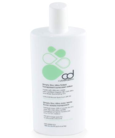 CyberDERM - Natural Simply Zinc Ultra TINTED SPF 50 | Clean  Non-Toxic Sunscreen (3.4 fl oz | 100 ml)