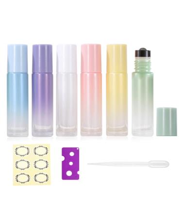 Apstaqeoo 6Pcs 10Ml Essential Oils Roller Bottles Empty Roll on Bottles with Roller Ball & Gold Lids Refillable Glass Roller Bottle with Opener Label for Perfume Fragrance Aromatherapy