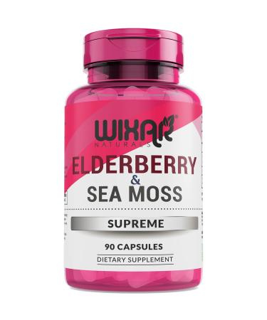 Wixar Naturals Elderberry and Sea Moss Supreme Capsules - Natural Black Elderberries with Wildcrafted Sea Moss Pills - 90 Capsules - Antioxidants - Herbal Supplements - Immune Support Supplement