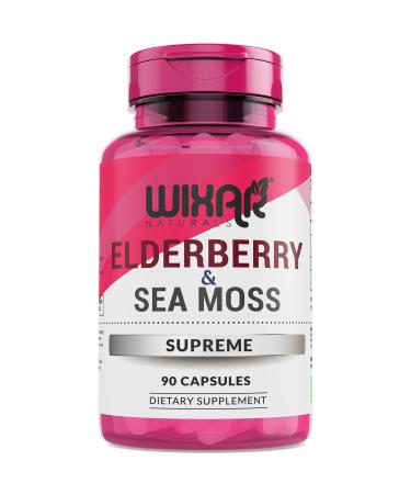 Wixar Naturals Elderberry and Sea Moss Supreme Capsules - Natural Black Elderberries with Wildcrafted Sea Moss Pills - 90 Capsules - Antioxidants - Herbal Supplements - Immune Support Supplement - Buy Online on GoSupps.com