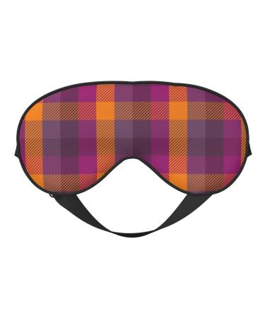 Purple Yellow Buffalo Plaid Sleep Mask Adjustable Double -Sided Eye Mask Soft Sleeping Eye Covers for Sleeping Perfect Shading Reduce Eye Edema