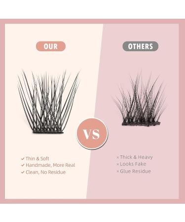 Gerbera-D-12mm WineRozi Lash Extension Clusters - 48 Lightweight Handmade Wispy Individual Lashes - D Curl False Eyelashes - 12mm - 48 Pcs - Buy Online on GoSupps.com